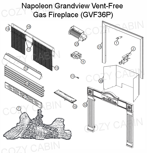 Grandview Vent-Free Propane Gas Fireplace (GVF36P) #GVF36P